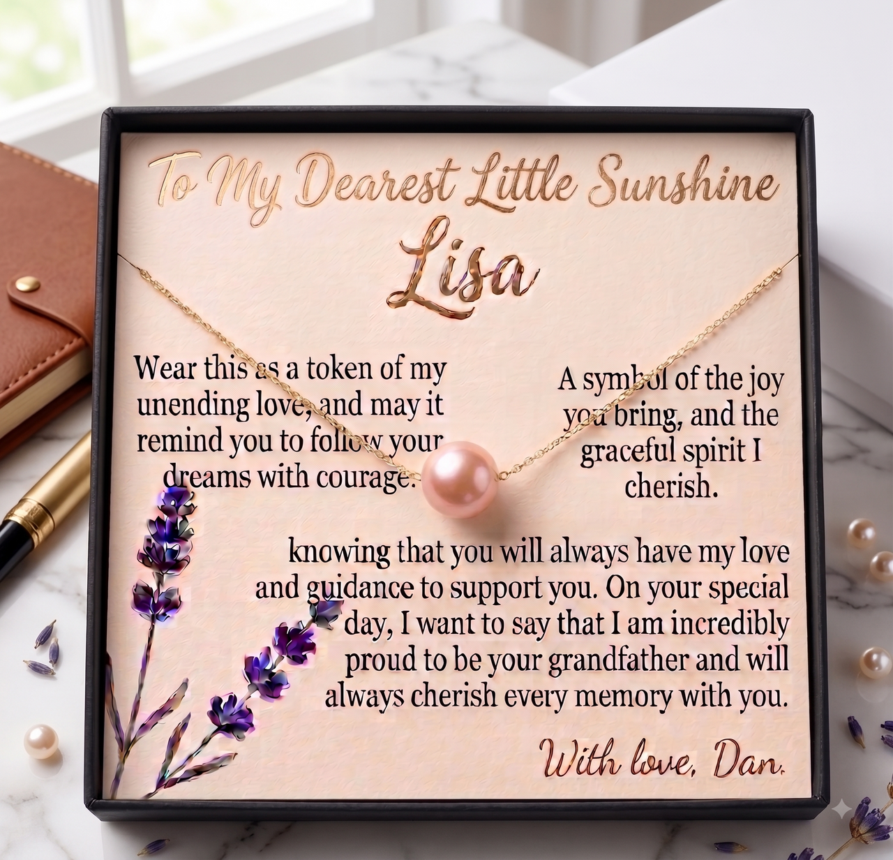 Personalized Love Necklace for Daugter, Custom Name Necklace Gift with Message Card, Anniversary Birthday Jewelry Gift for Her