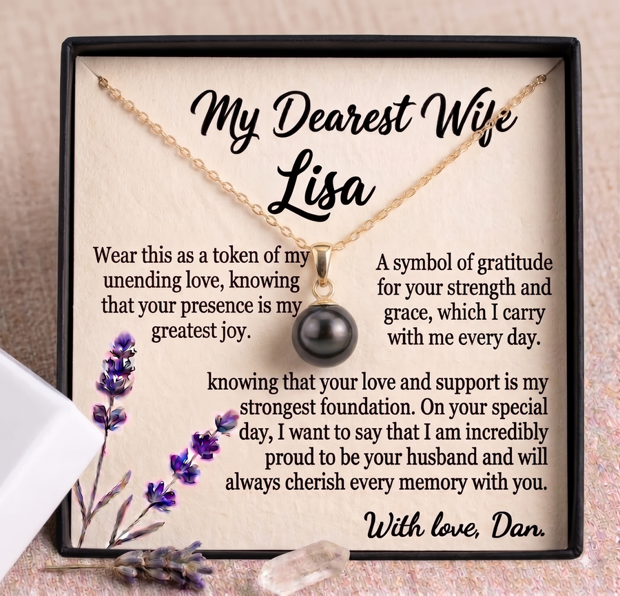 Personalized Love Necklace for Wife or Girlfriend, Custom Name Necklace Gift with Message Card, Anniversary Birthday Jewelry Gift for Her