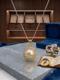 Royal Gold Pearl Necklace for Women, Elegant Self-Care Jewelry Gift, Timeless Statement Pendant for Yourself