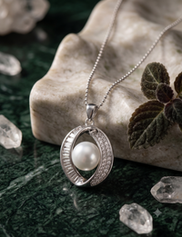 Oval Crystal Halo Pearl Pendant Necklace for Women, Luxury Self-Purchase Jewelry, Classic Modern Necklace