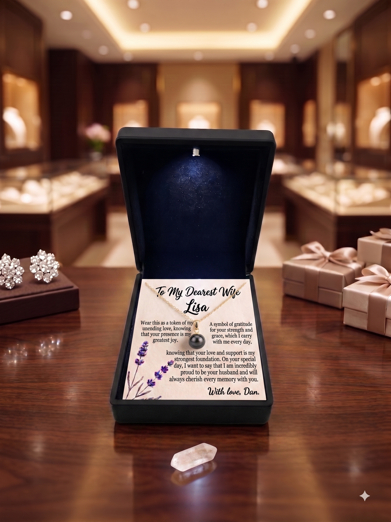 Personalized Love Necklace for Wife or Girlfriend, Custom Name Necklace Gift with Message Card, Anniversary Birthday Jewelry Gift for Her