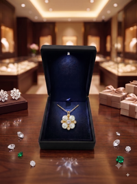 Four-Leaf Clover Pearl Gold Pendant Necklace, Luxury Self-Reward Jewelry for Women, Elegant Flower Necklace Gift for Yourself
