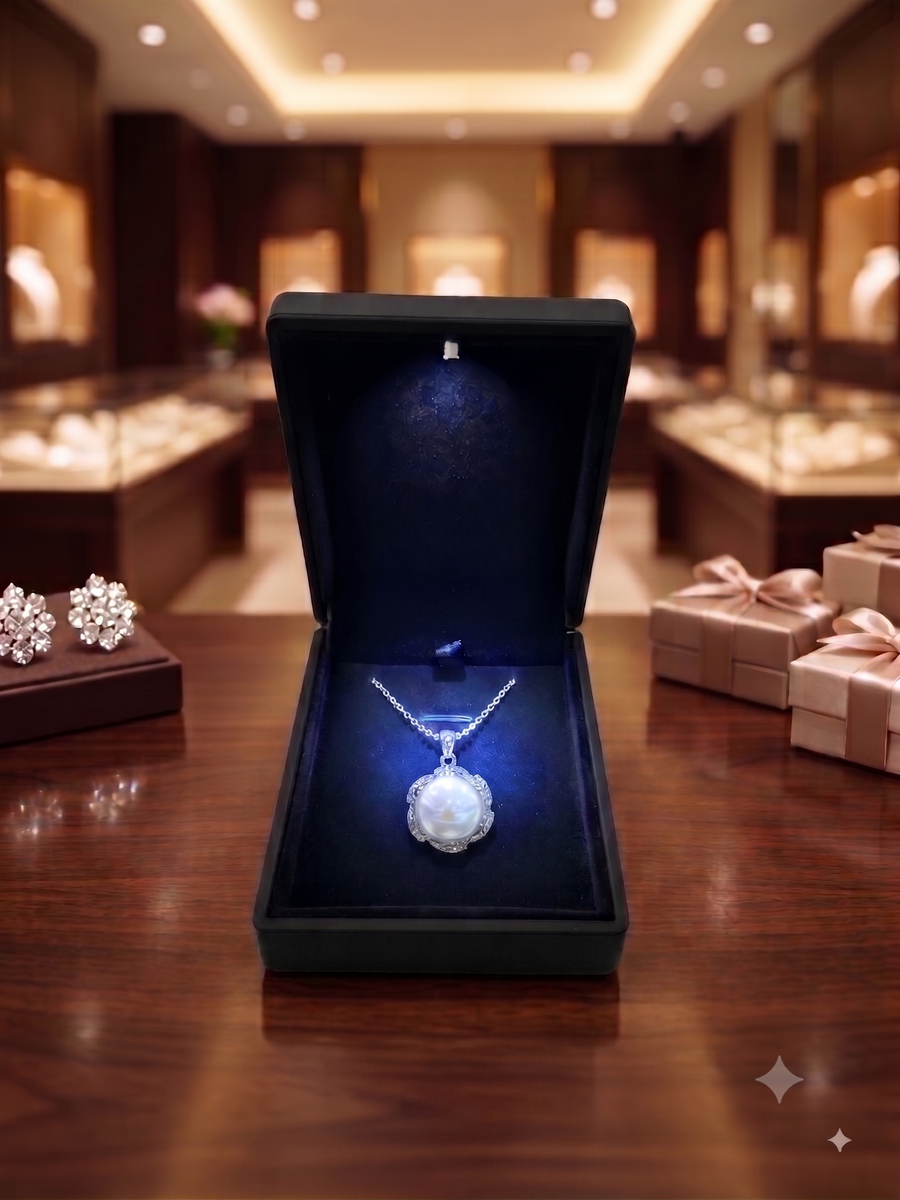 Iridescent Baroque Pearl Halo Pendant Necklace, Luxury Self-Reward Jewelry for Women, Elegant Statement Necklace Gift for Yourself