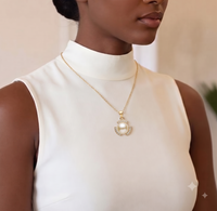 Royal Gold Pearl Necklace for Women, Elegant Self-Care Jewelry Gift, Timeless Statement Pendant for Yourself