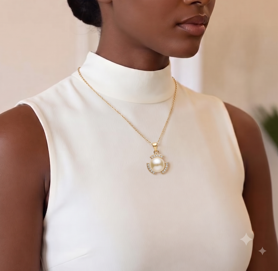 Royal Gold Pearl Necklace for Women, Elegant Self-Care Jewelry Gift, Timeless Statement Pendant for Yourself