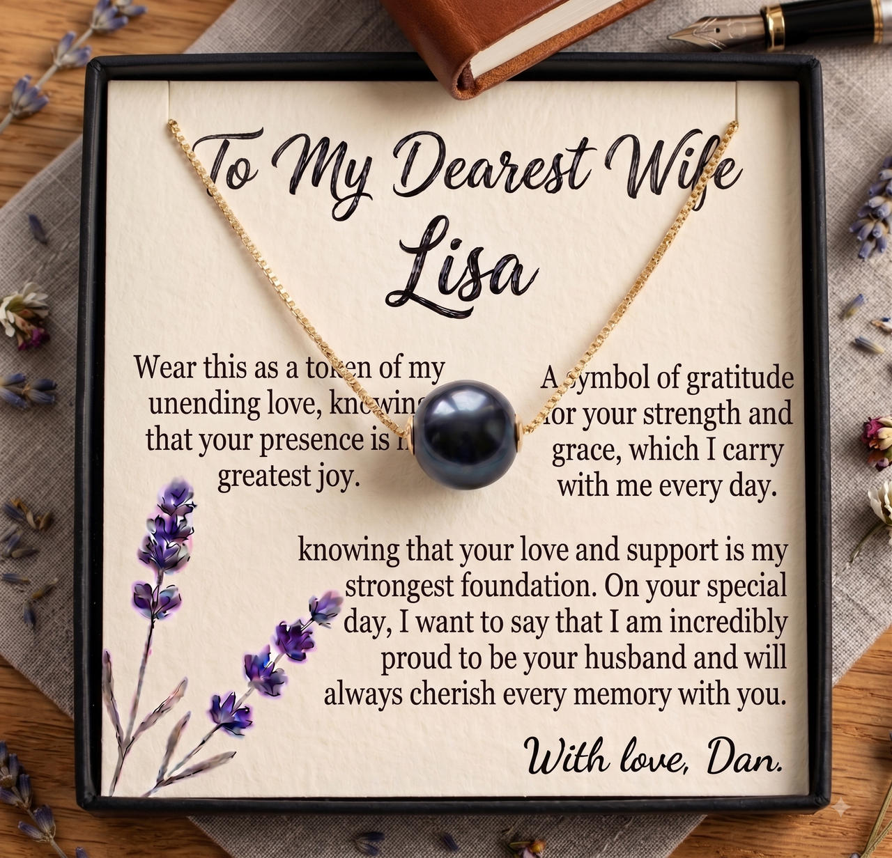 Personalized Love Necklace for Wife or Girlfriend, Custom Name Necklace Gift with Message Card, Anniversary Birthday Jewelry Gift for Her