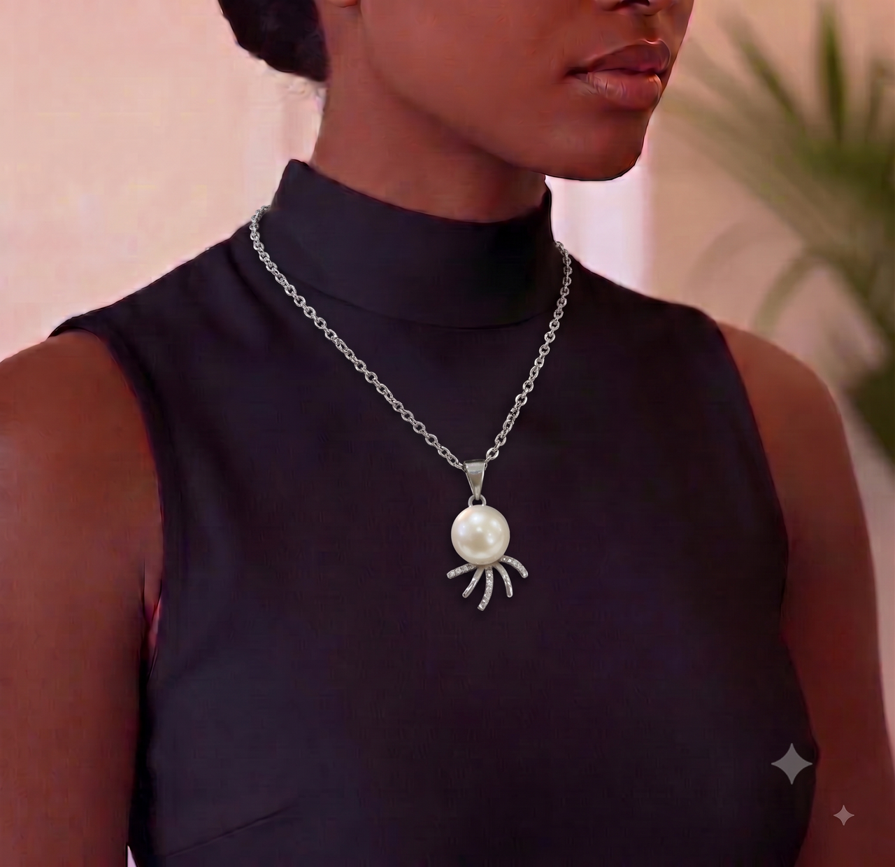 Whimsical White Pearl Pendant Necklace, Luxury Self-Reward Jewelry for Women, Unique Necklace Gift for Yourself
