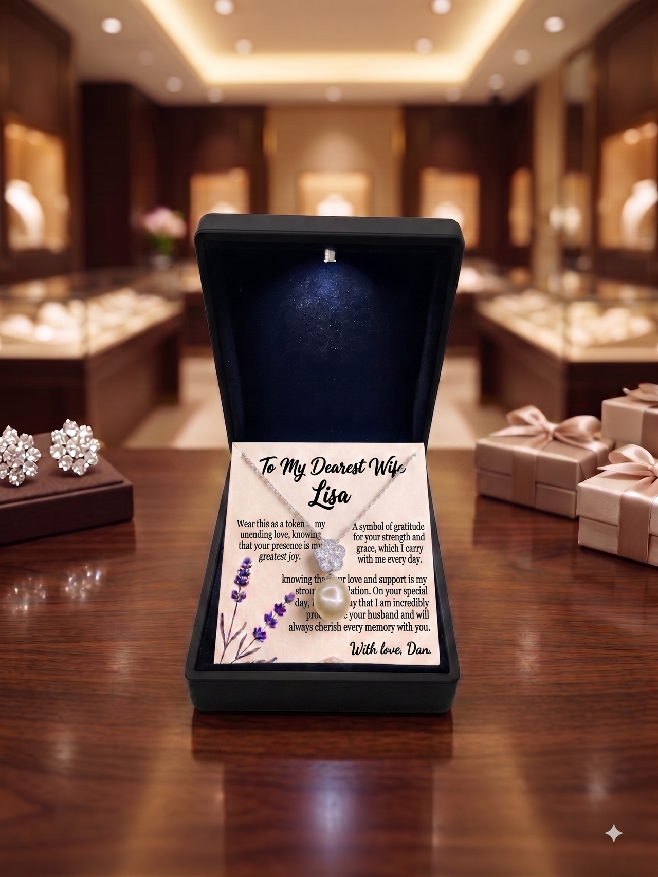 Personalized Love Necklace for Wife or Girlfriend, Custom Name Necklace Gift with Message Card, Anniversary Birthday Jewelry Gift for Her