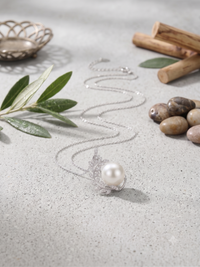 White Pearl Olive Branch Necklace for Women, Elegant Nature-Inspired Pendant Jewelry, Self-Love Gift
