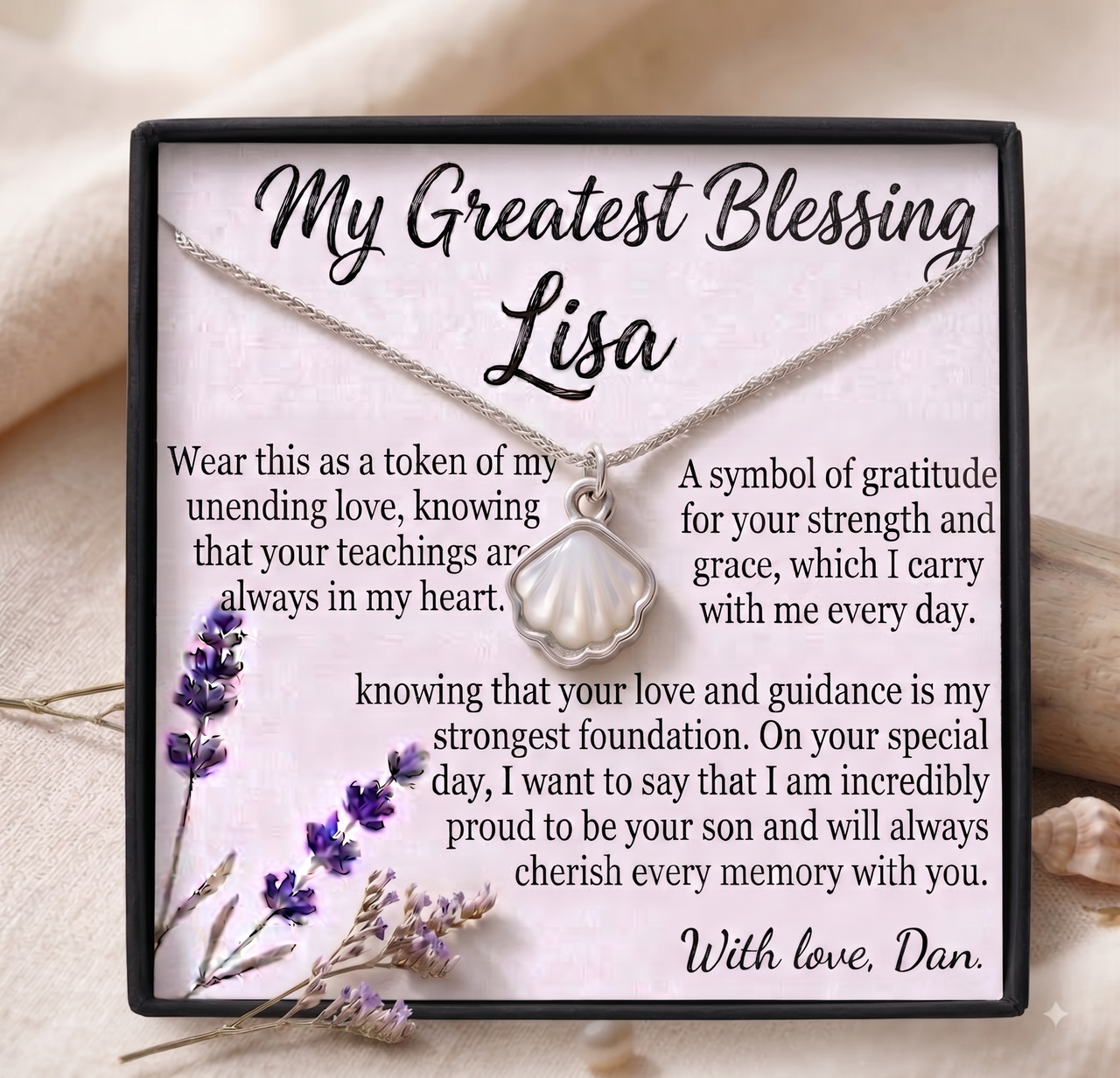 Personalized Love Necklace for Mom, Custom Name Necklace Gift with Message Card, Anniversary Birthday Jewelry Gift for Her