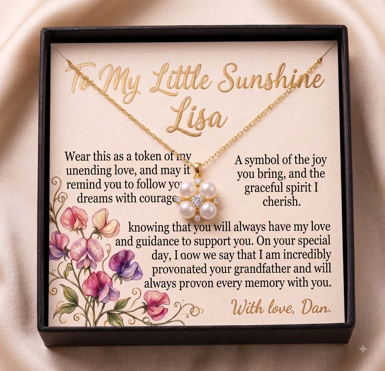 Personalized Love Necklace for Daugter, Custom Name Necklace Gift with Message Card, Anniversary Birthday Jewelry Gift for Her