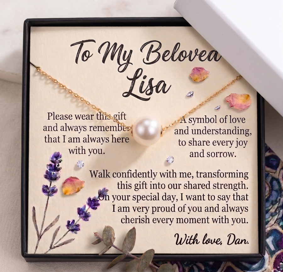 Personalized Love Necklace for Wife or Girlfriend, Custom Name Necklace Gift with Message Card, Anniversary Birthday Jewelry Gift for Her