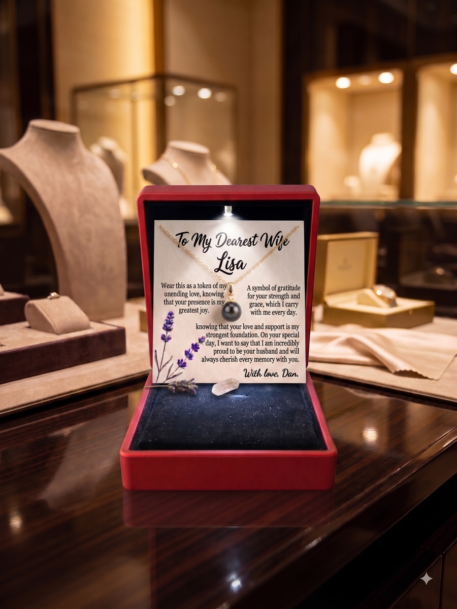 Personalized Love Necklace for Wife or Girlfriend, Custom Name Necklace Gift with Message Card, Anniversary Birthday Jewelry Gift for Her