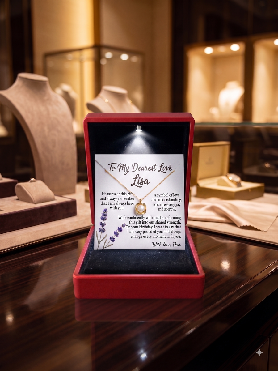 Personalized Love Necklace for Wife or Girlfriend, Custom Name Necklace Gift with Message Card, Anniversary Birthday Jewelry Gift for Her