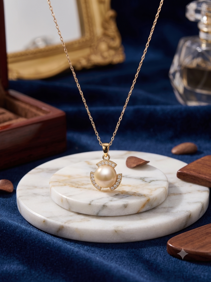 Royal Gold Pearl Necklace for Women, Elegant Self-Care Jewelry Gift, Timeless Statement Pendant for Yourself