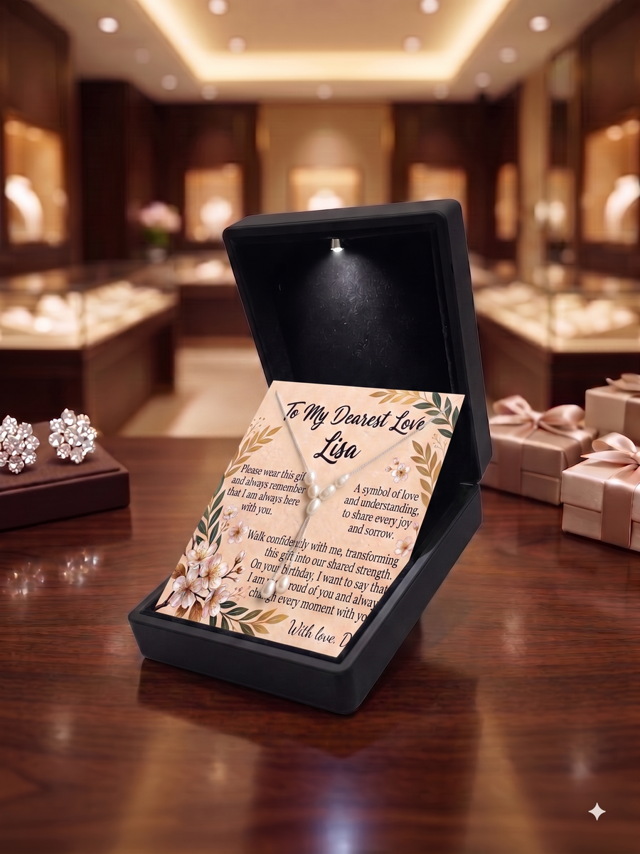 Personalized Love Necklace for Wife or Girlfriend, Custom Name Necklace Gift with Message Card, Anniversary Birthday Jewelry Gift for Her