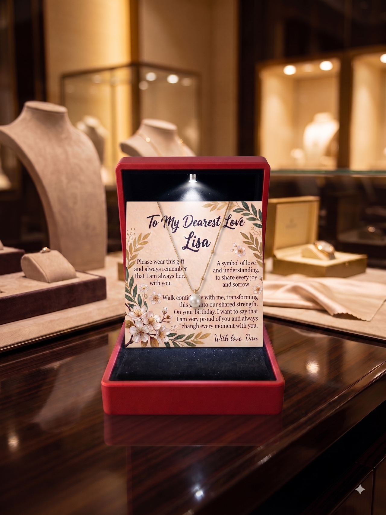 Personalized Love Necklace for Wife or Girlfriend, Custom Name Necklace Gift with Message Card, Anniversary Birthday Jewelry Gift for Her (Copy)