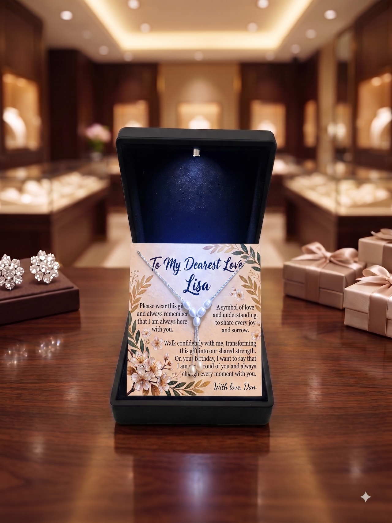 Personalized Love Necklace for Wife or Girlfriend, Custom Name Necklace Gift with Message Card, Anniversary Birthday Jewelry Gift for Her