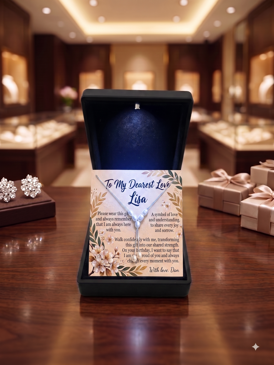 Personalized Love Necklace for Wife or Girlfriend, Custom Name Necklace Gift with Message Card, Anniversary Birthday Jewelry Gift for Her