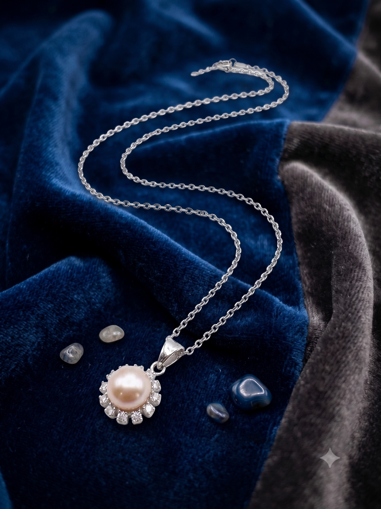 Pink Pearl Sunburst Halo Pendant Necklace, Luxury Self-Reward Jewelry for Women, Elegant Round Necklace Gift for Yourself