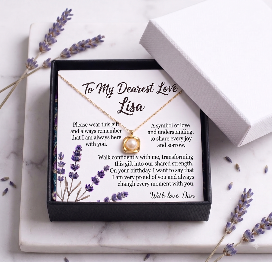 Personalized Love Necklace for Wife or Girlfriend, Custom Name Necklace Gift with Message Card, Anniversary Birthday Jewelry Gift for Her