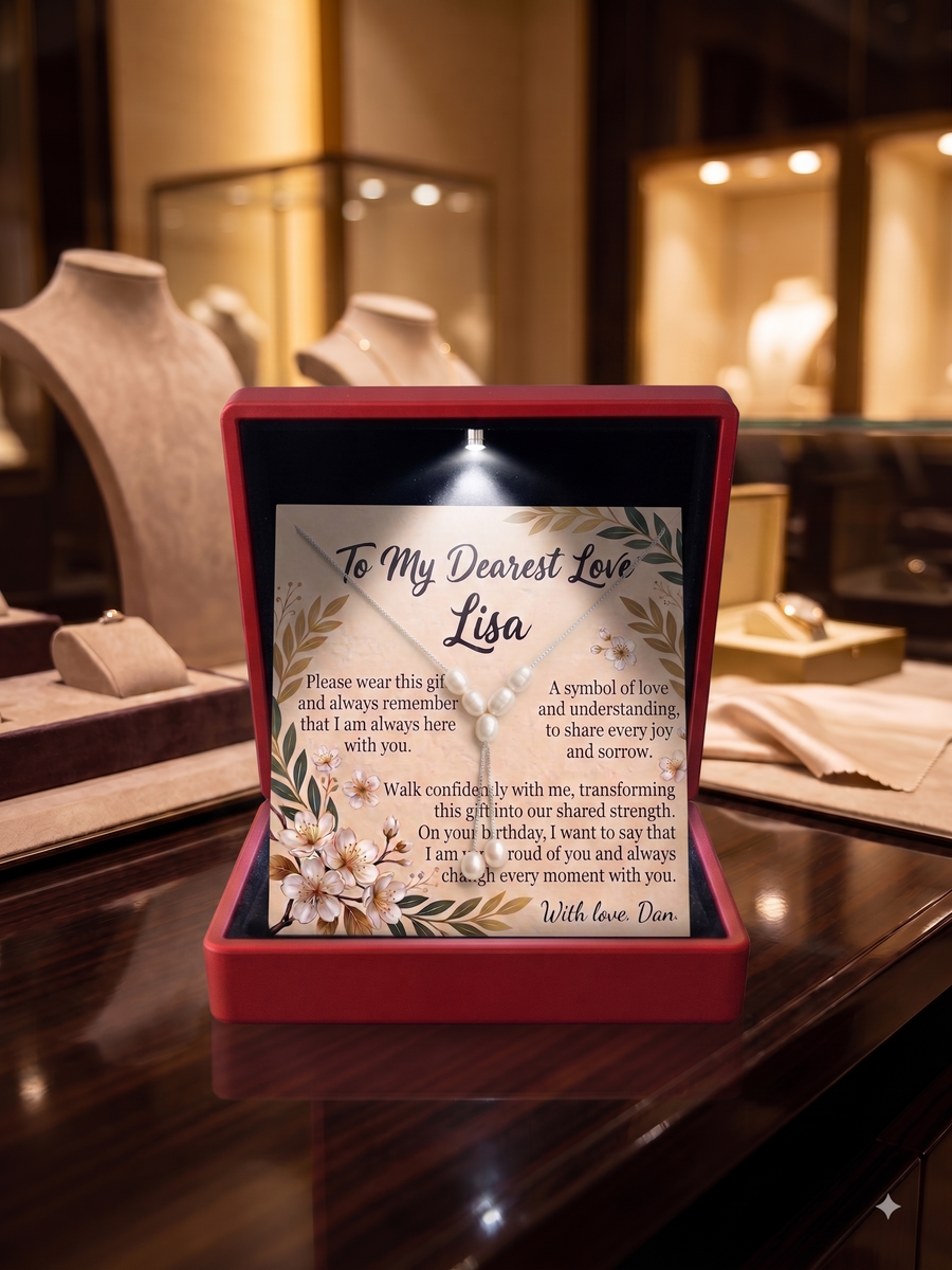 Personalized Love Necklace for Wife or Girlfriend, Custom Name Necklace Gift with Message Card, Anniversary Birthday Jewelry Gift for Her