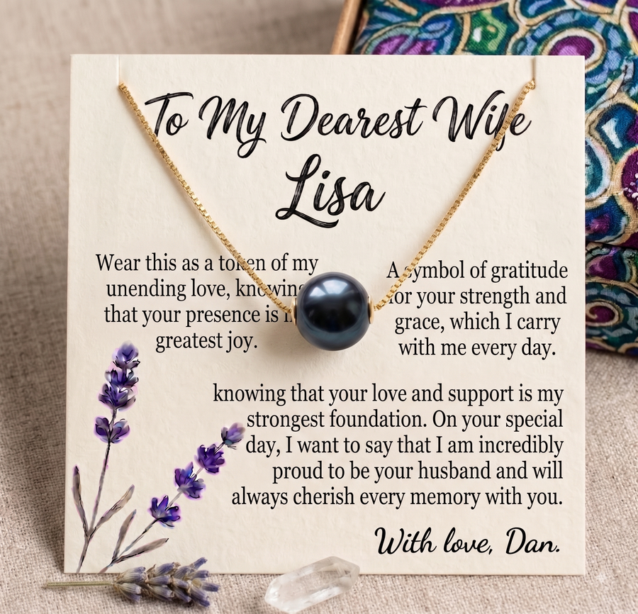 Personalized Love Necklace for Wife or Girlfriend, Custom Name Necklace Gift with Message Card, Anniversary Birthday Jewelry Gift for Her