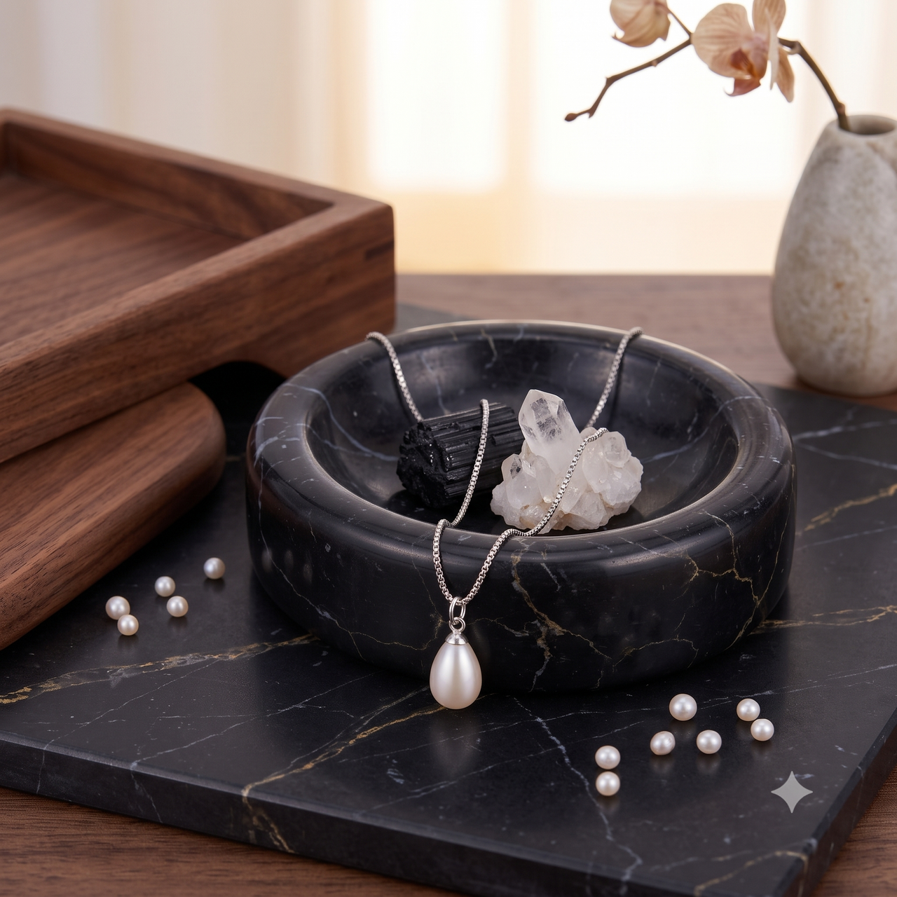 Teardrop White Pearl Pendant Necklace, Luxury Self-Reward Jewelry for Women, Elegant Drop Pearl Necklace Gift for Yourself