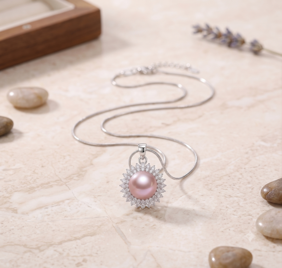 Crown Pearl Pendant Necklace for Women, Luxury Self-Purchase Jewelry, Classic Gemstone Necklace Gift for Yourself