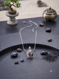Crescent Moon Dark Grey Pearl Pendant Necklace, Luxury Self-Reward Jewelry for Women, Elegant Celestial Necklace Gift for Yourself