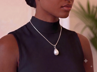 Teardrop White Pearl Pendant Necklace, Luxury Self-Reward Jewelry for Women, Elegant Drop Pearl Necklace Gift for Yourself