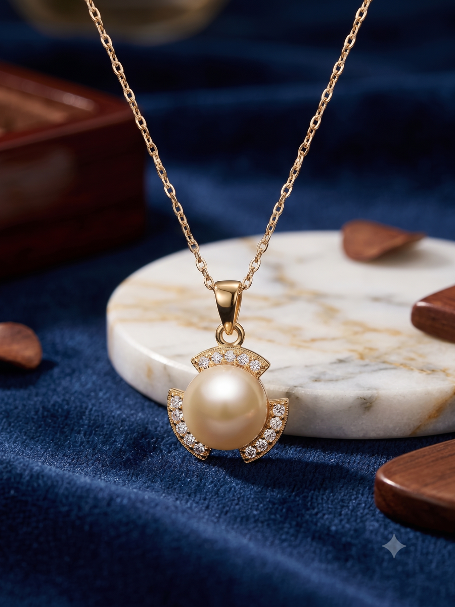 Royal Gold Pearl Necklace for Women, Elegant Self-Care Jewelry Gift, Timeless Statement Pendant for Yourself
