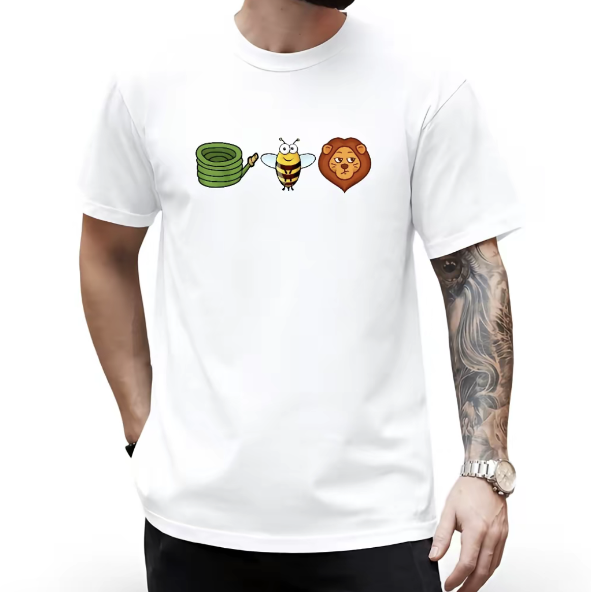 Hose Bee Lion T-Shirt – Funny Meme Graphic Tee, Sarcastic Humorous Unisex Short Sleeve Casual Shirt