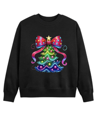 Plus Size Festive Christmas Tree Tee – Women's Black Casual Holiday Outfit for Christmas & New Year's Eve