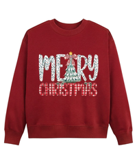 Merry Christmas T-Shirt – Cute Holiday Bow Christmas Tree Graphic Tee, Girly Xmas Gift