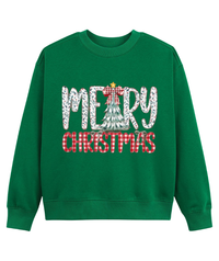 Merry Christmas T-Shirt – Cute Holiday Bow Christmas Tree Graphic Tee, Girly Xmas Gift