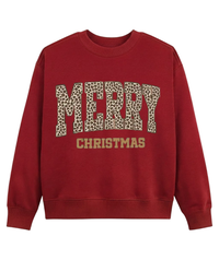 Merry Christmas Sweatshirt, Holiday Crewneck Pullover for Women