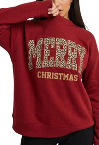 Merry Christmas Sweatshirt, Holiday Crewneck Pullover for Women