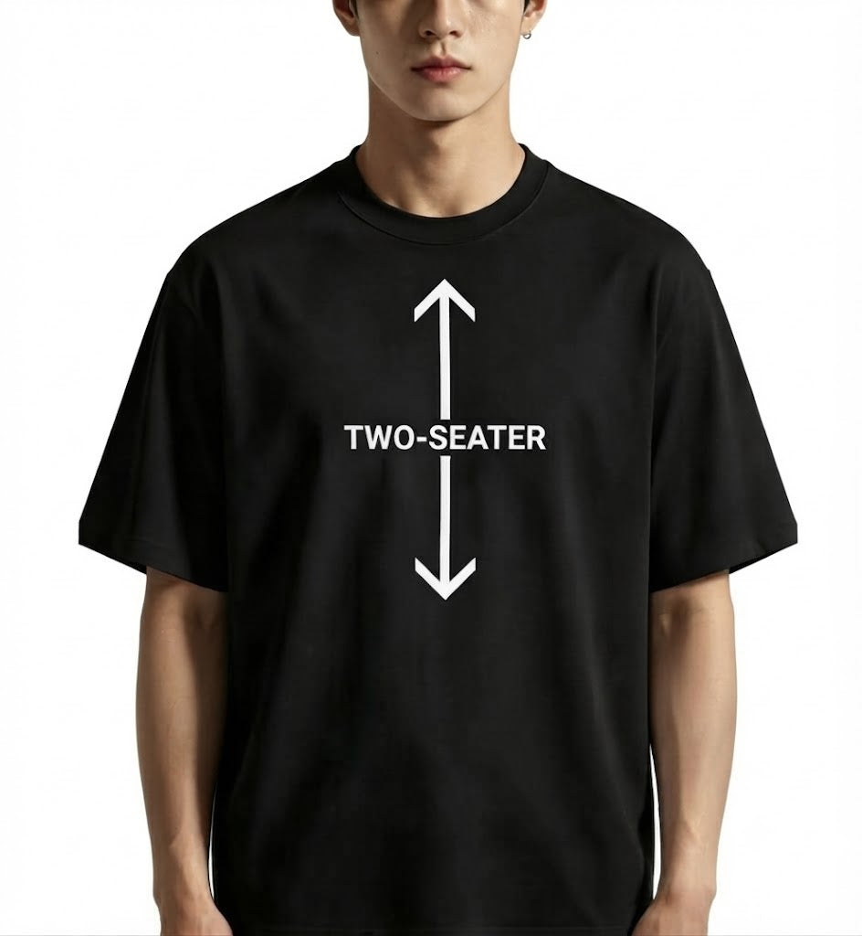 Two-Seater Tee – Funny Heavy Cotton T-Shirt, Witty Humor Shirt for Couples, Matching Gift for Friends & Besties
