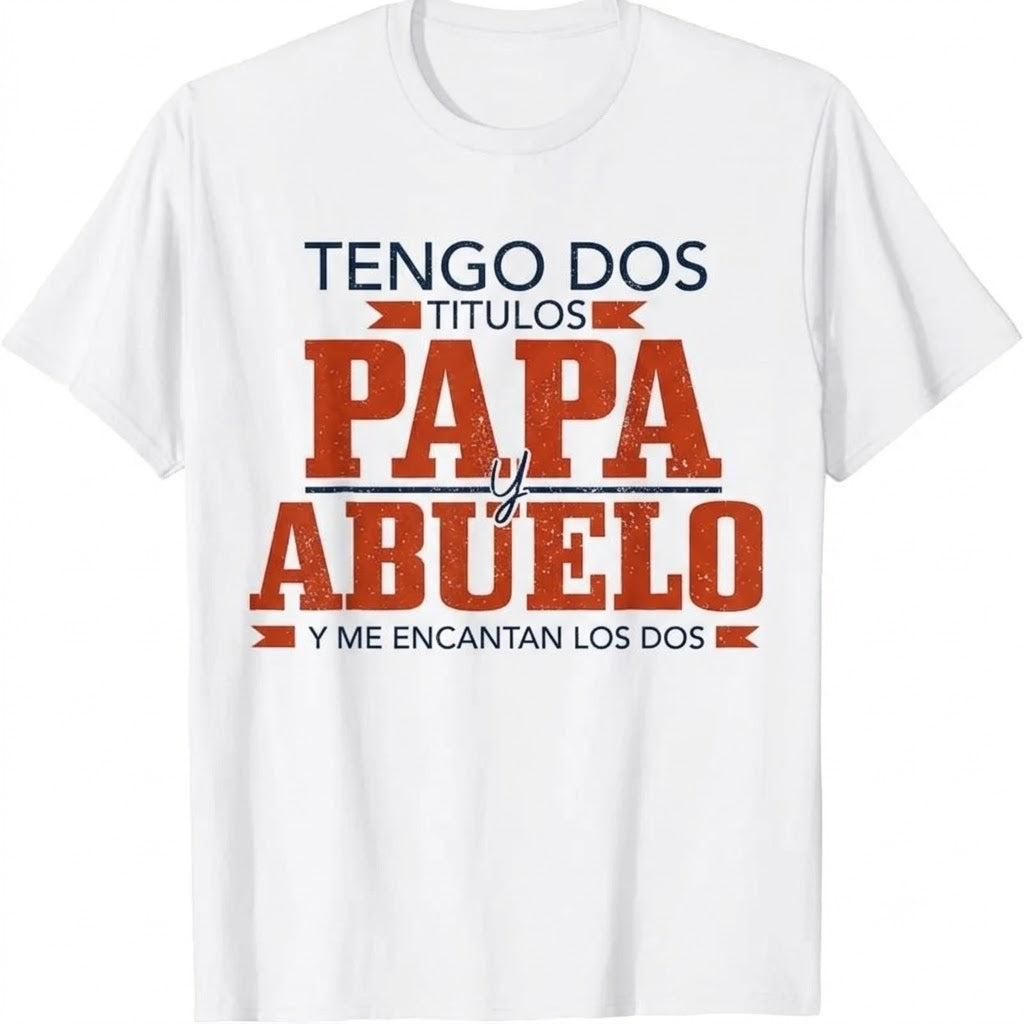 Men's 'Tengo Dos Titulos Papa Abuelo' Funny Spanish Graphic T-Shirt
