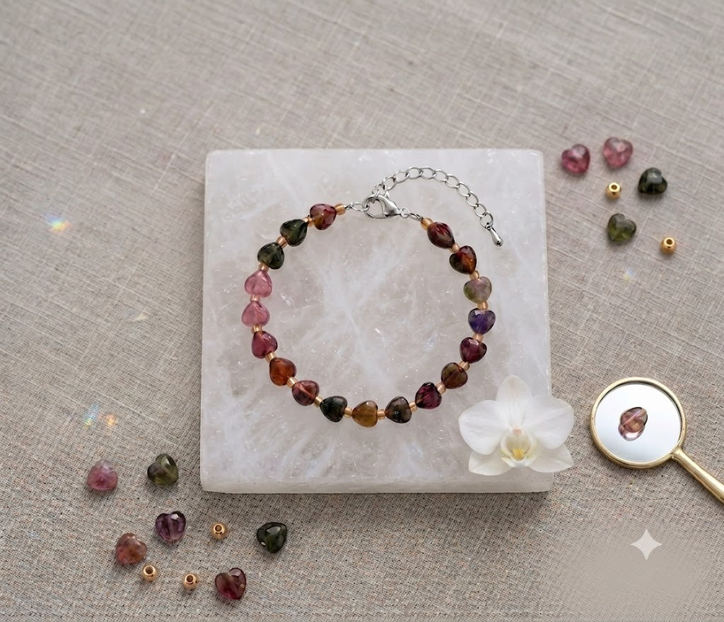 Personalized Heart Stone Bracelet for Little Sister, Custom Birthday Message Card Jewelry, Meaningful Gift for Sister, Birthday Gift for Her