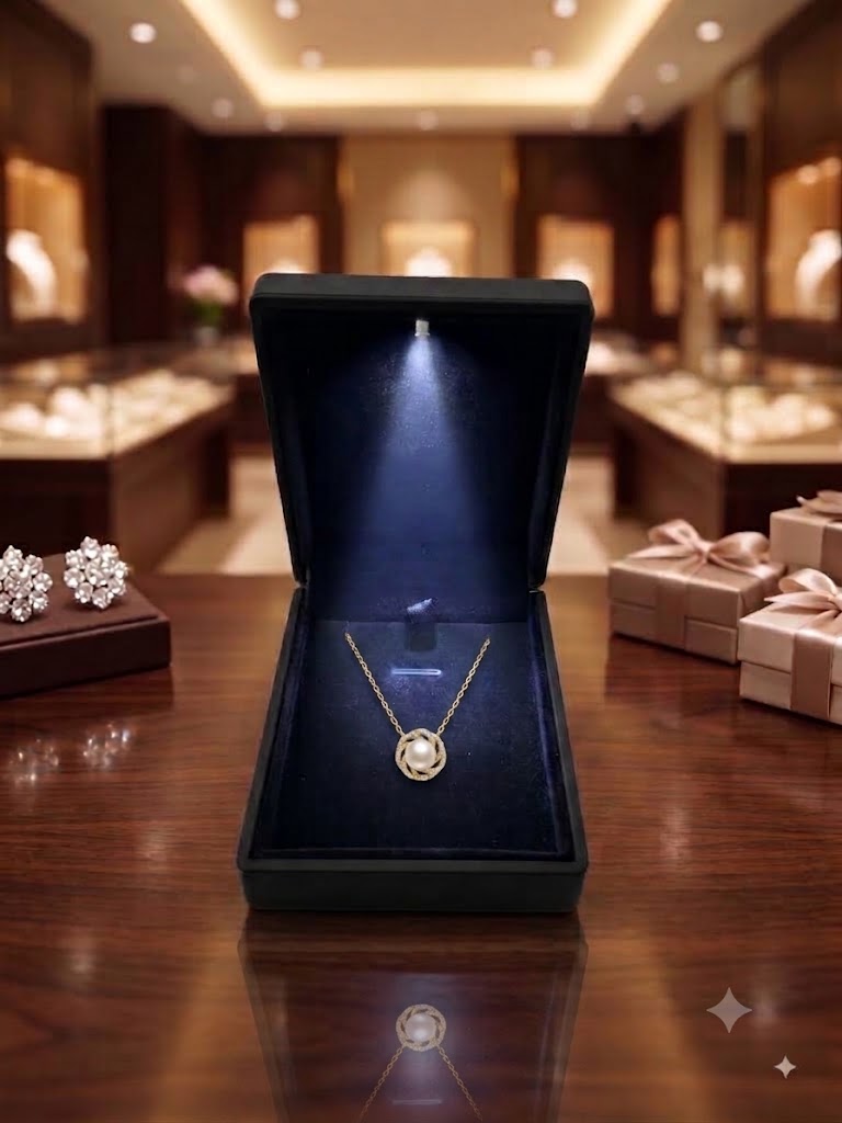 Pave Swirl Gold Pearl Pendant Necklace for Women, Luxury Self-Purchase Jewelry, Classic Woven Necklace