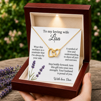 Personalized Love Necklace for Wife Girlfriend, Custom Name Necklace Gift with Message Card, Anniversary Birthday Jewelry Gift for Her