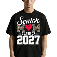 Senior Mom Class of 2027 T-Shirt – Proud Mom of a 2027 Graduate Graphic Tee, Leopard Print Graduation Gift for Her