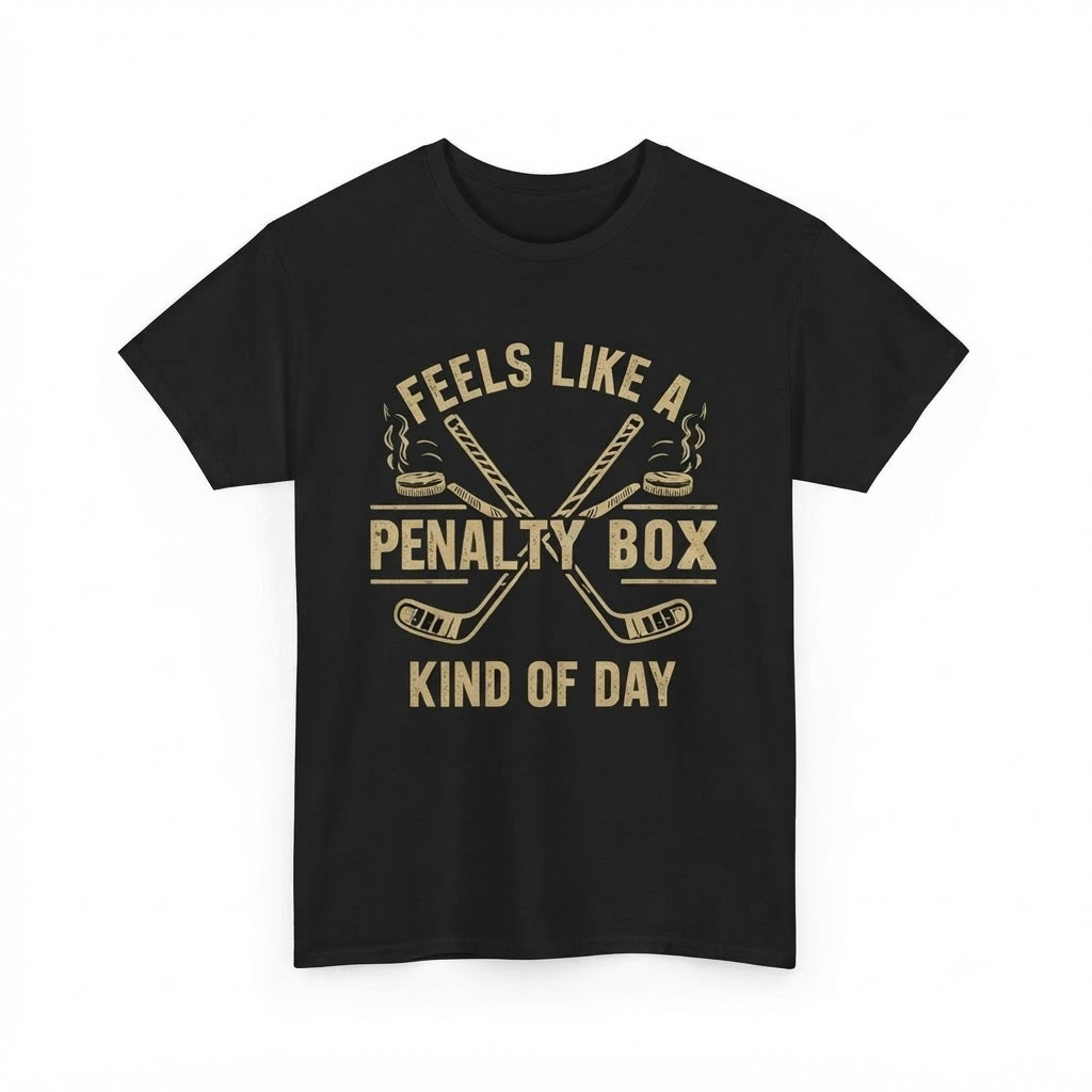 Feels Like a Penalty Box Kind of Day T-Shirt – Funny Hockey Enthusiast Graphic Tee, Sporty Humor Casual Unisex Crew Neck Top