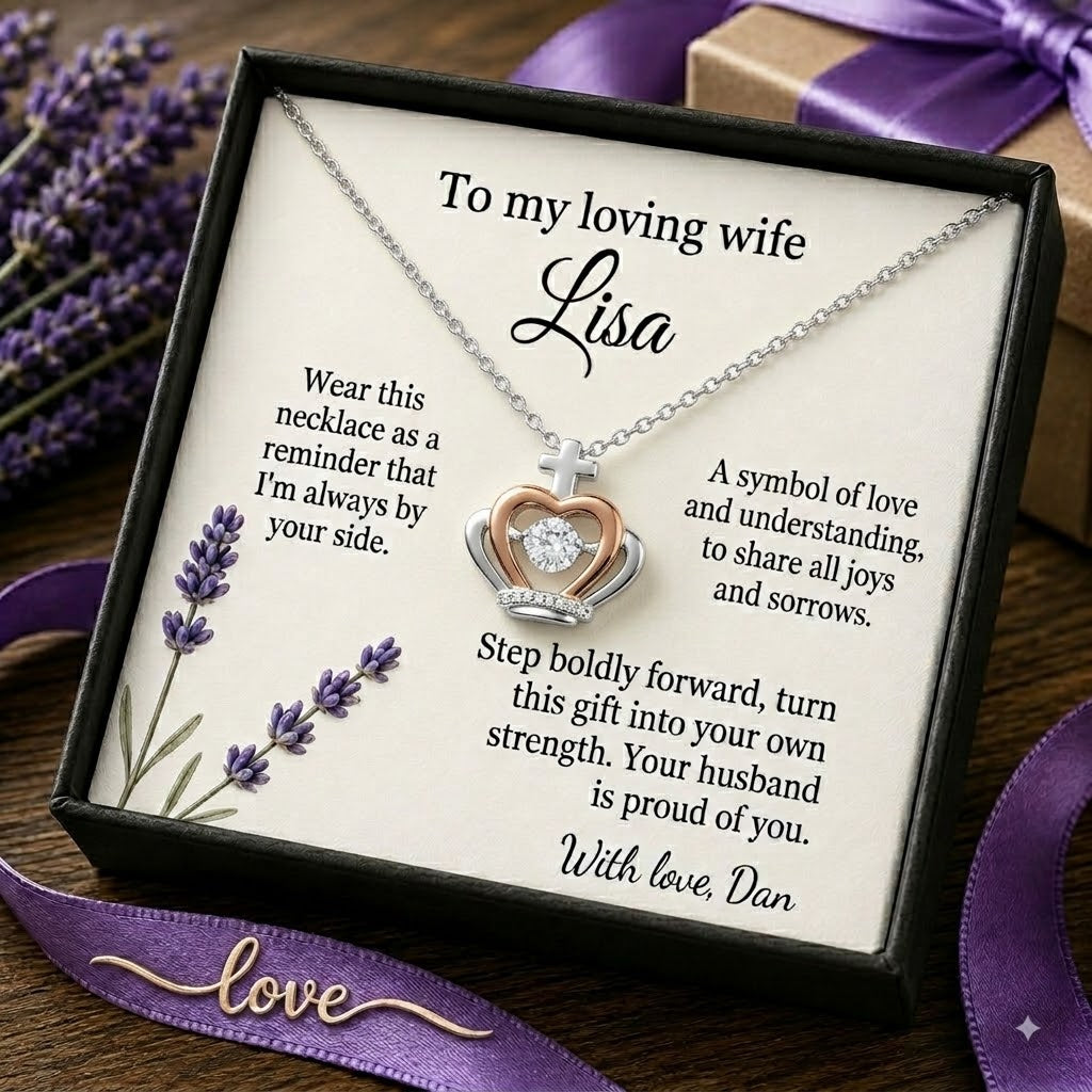 Personalized Love Necklace for Wife Girlfriend, Custom Name Necklace Gift with Message Card, Anniversary Birthday Jewelry Gift for Her