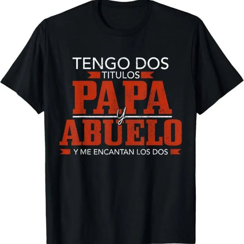 Men's 'Tengo Dos Titulos Papa Abuelo' Funny Spanish Graphic T-Shirt