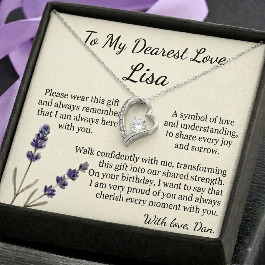 Personalized Love Knot Necklace for Wife Girlfriend, Custom Name Necklace Gift with Message Card, Anniversary Birthday Jewelry Gift for Her
