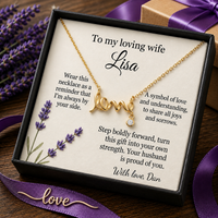 Personalized Love Necklace for Wife Girlfriend, Custom Name Necklace Gift with Message Card, Anniversary Birthday Jewelry Gift for Her