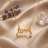 Personalized Love Necklace for Wife Girlfriend, Custom Name Necklace Gift with Message Card, Anniversary Birthday Jewelry Gift for Her